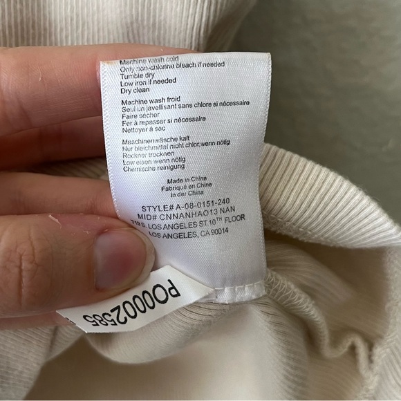 Anine Bing Eva Ribbed High Neck Cotton/Spandex Tank in Stone Women's Size S - Picture 7 of 8